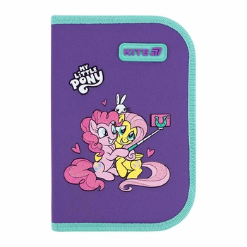 Пенал Kite Little Pony "Маленькие Пони" 20.5х14х4 см 1 отделение с 2 отворотами каркасный на молнии фиолетовый с бирюзовым (LP26-622)