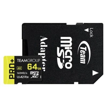 Карта памяти Team 64GB microSDXC class 10 UHS-I U3 V30 A2 Pro+ (TPPMSDX64GIA2V3003)