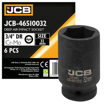 Головка ударна глибока 3/4" 32 мм (6-гр.) - JCB-46510032 JCB