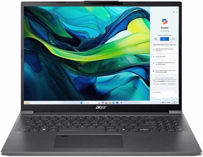 Ноутбук ACER Aspire 16 AI (NX.J4WEP.001), Intel Core Ultra 7 155H / 16" / 120 Гц / RAM 32 ГБ LPDDR5X / SSD 1 ТБ / Intel Arc Graphics / Windows 11 Home / Сірий