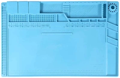 Силиконовый коврик TE-160C / мат термостойкий для пайки, ремонта техники / 450x300 мм Blue