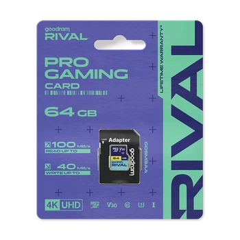 Карта памяти microSD Goodram RIVAL 64GB 100MB/s UHS-I U3 V30 с адаптером SD (TGD-GGSM3AA0640R12)