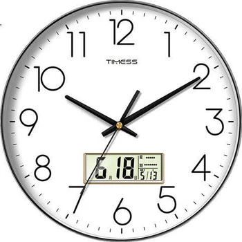 Часы настенные Timess с календарем и температурой, 35 см