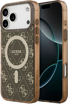 Etui Guess IML Peony 4G Background MagSafe do Apple iPhone 17 Pro Brown (3666339490829)