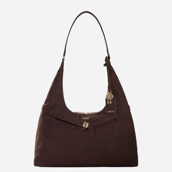 Сумка хобо жіноча тканинна велика Guess HWSG9754010-ESP Коричнева (800070360383)