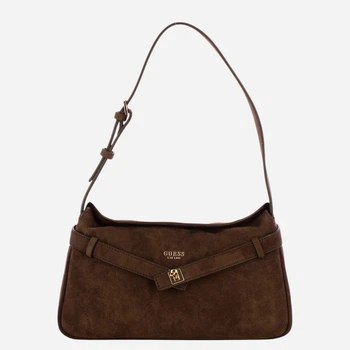 Сумка багет сідло жіноча тканинна середня Guess HWSG9754180-ESP Коричнева (800070360384)
