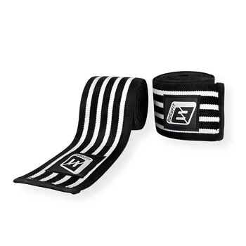 Бинт для приседаний EasyFit EF-0065-GY, фиксатор коленного сустава, черно-белый