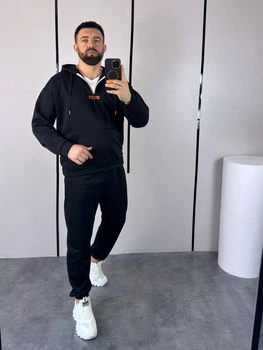 Чоловічий спортивний костюм двонитка петля 1066, чорний, L-XL