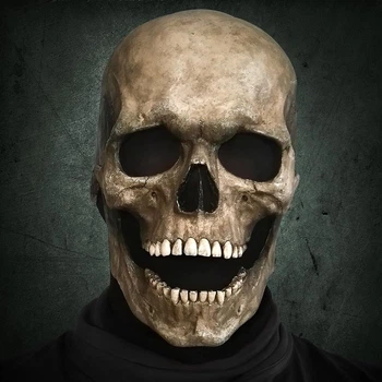 Маска черепа Halloween с подвижной челюстью - реалистичная латексная skull mask для косплея и вечеринок