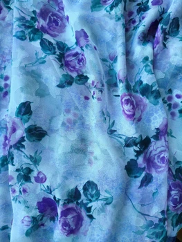 Тканина шифон з фіолетовим квітковим принтом 4373/1986