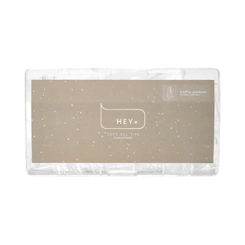 HEYLOVE Gel Tips Coffin Medium Гелеві тіпси для швидкого нарощування балерина середня, 500 шт