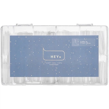 HEYLOVE Gel Tips Coffin XL Гелеві тіпси для швидкого нарощування балерина XL, 500 шт