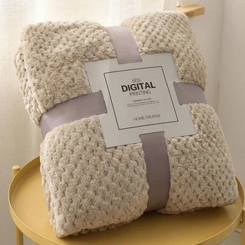 Плед м’який на диван і ліжко Cozy Touch LUX 150х200см (полуторний), теплий фактурний плед-покривало Капучино