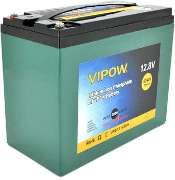 Акумуляторна батарея Vipow LiFePO4 12.8V 30Ah з вбудованою BMS платою 25A (LiFePO4128-30/25)