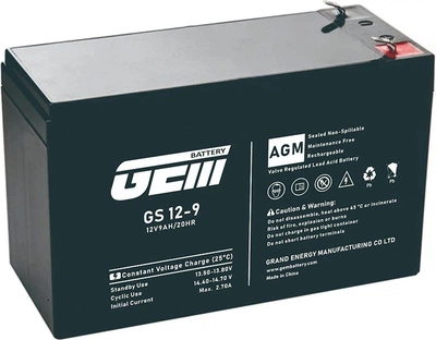 Акумуляторна батарея GEM Battery 12V-9.0Ah AGM F1/F2 (GS 12-9)