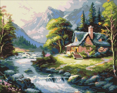 Алмазная мозаика Домик в горах ©art_selena_ua 40x50 AMO20002 Идейка