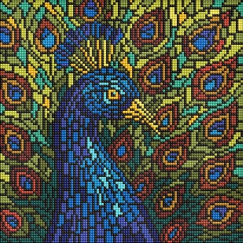 Алмазная мозаика Витраж. Павлин ©art_selena_ua 30x30 AMO8323 Идейка