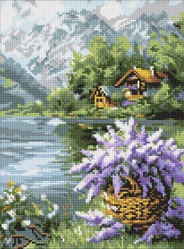 Алмазная мозаика без подрамника Сиреневая корзина ©art_selena_ua 30x40 AMC20448 Идейка