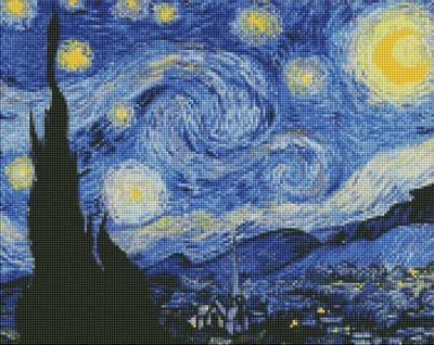 Алмазная мозаика без подрамника Звездная ночь ©Винсент ван Гог 40x50 AMC20169 Идейка