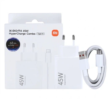 Сетевое зарядное устройство для Xiaomi 45W USB быстрая зарядка Mi Turbo Charge и QC3.0 + кабель Type-C White