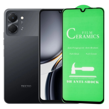 Защитное стекло-пленка Fiji Ceramics для Tecno Spark Go 3 (KN3) полная проклейка черный