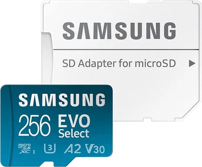 Карта памяти microSDXC Samsung EVO Select 256 ГБ UHS-I U3 V30 с адаптером SD