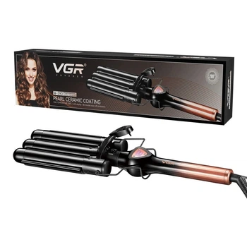 Плойка для волос тройная VGR V-590 GOLD 130 Вт золотистая
