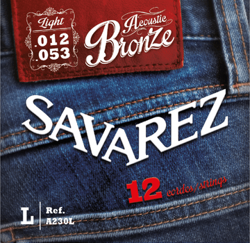 Струны для 12-струнной акустической гитары Savarez 80-20 Bronze A-230L, 12-53, 10-53