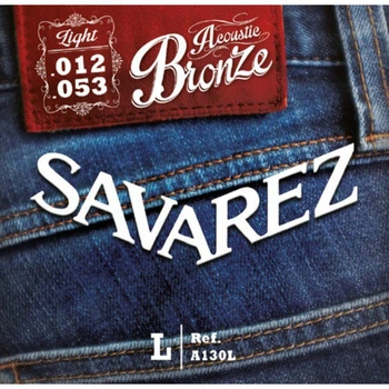 Струны для акустической гитары Savarez 80-20 Bronze A-130L, 12-53