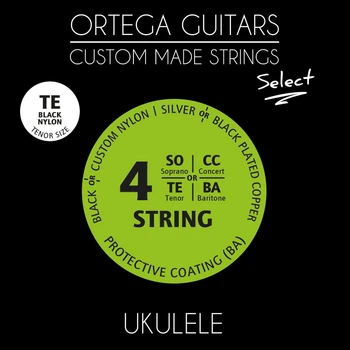 Струны для укулеле тенор Ortega Custom Select Black Nylon UKSBKTE, 26-38
