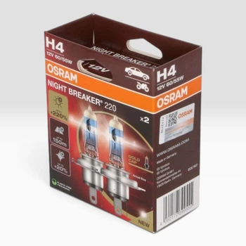 Лампочка H4 OSRAM Night Breaker 220% 12V 60/55W P43T к/т 2 шт - (OSR64193NB220-2HB)