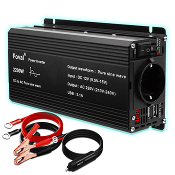 Инвертор Foval 1100w/2200w 12-220v pure sine чистый синус, преобразователь напряжения 12в 220в
