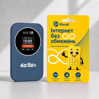 Портативный 4G LTE роутер M32 с Wi-Fi 6 и аккумулятором 3000 мАч + симкарта Lifecell