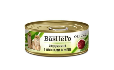 Корм вологий для котів яловичина з овочами в желе ж/б 85 г Bastteto Original