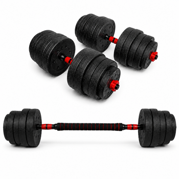 Гантели композитные со Штангой Champion X-venum 2шт 55см 22.5 кг Черно-Красный