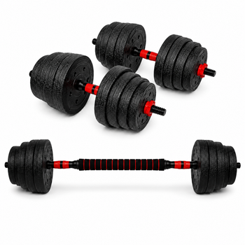 Гантелі композитні зі Штангою Champion X-venum 2шт 51см 17.5 кг Чорно-Червоний