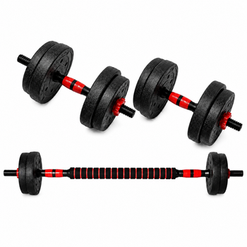 Гантелі композитні зі Штангою Champion X-venum 2шт 40см 5 кг Чорно-Червоний