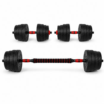 Гантелі композитні зі Штангою Champion X-venum 2шт 51см 18.5 кг Чорно-Червоний
