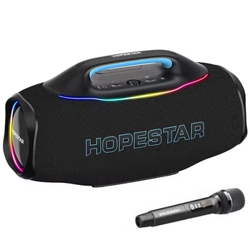 Колонка Bluetooth HOPESTAR A95 580W бездротова акустика з RGB-підсвічуванням, караоке та потужним звуком Чорний