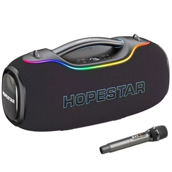 Колонка Bluetooth HOPESTAR A80 ULTRA Wireless Bluetooth Speaker 650W/TWS/IPX6/RGB/40000mAh портативна акустика + мікрофон Чорний