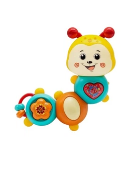 Інтерактивне брязкальце гусінь Limo Toy HB 0045 укр мова Жовта брязкальце дитяче гусениця музична брязкальце гусениця (48179-1)