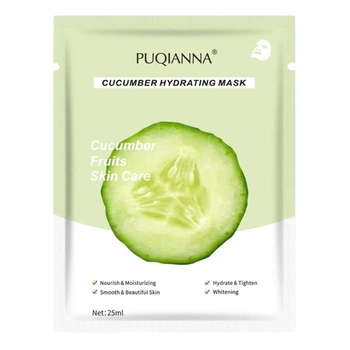 Тканинна маска для обличчя з екстрактом мʼякоті огірка PUQIANNA Cucumber Hydrating Face Sheet Mask, 25 мл