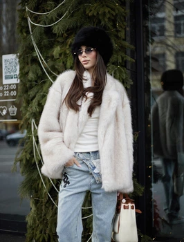 Шубка под песца в нежно-сером цвете - Classyme - L - Светло-серый - (24sh light grey)