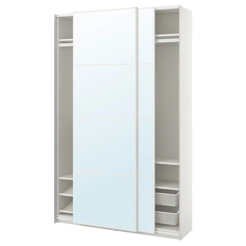Шафа з розсувними дверима, білий/дзеркало, 150x44x236 см PAX/AULI IKEA 995.613.27