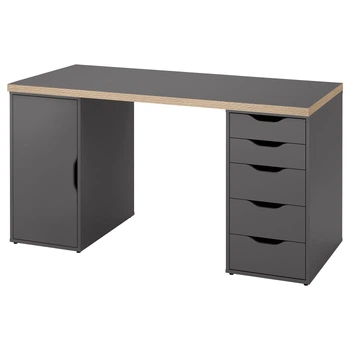 Письмовий стіл, сірий/під дерево, 140x60 см LAGKAPTEN/ALEX IKEA 895.853.95