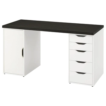 Письмовий стіл, чорно-коричневий/білий, 140x60 см LAGKAPTEN/ALEX IKEA 295.215.56