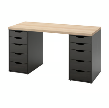LAGKAPTEN/ALEX Стіл письмовий, дуб білий/чорно-коричневий, 140х60 см IKEA