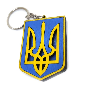 Брелок деревянный "Герб Украины" 6x4 см Односторонний