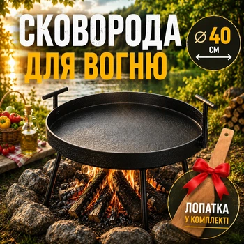 Мангал сковорода из диска Steel сковорода для мангала на ножках 40 см чёрная металлическая туристическая сковорода для костра и пикника