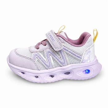 Кроссовки детские Tom.m для девочки фиолетовые с LED-подсветкой и сеткой на липучке размер 21 (14 см)